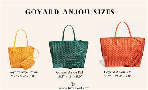 goyard colours|goyard tote bag size comparison.